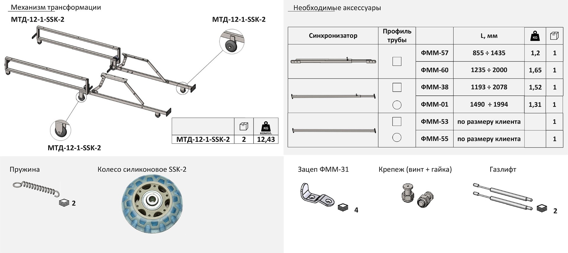 Механизм СМ МТД 12 с 2 пружинами с SSK 2
