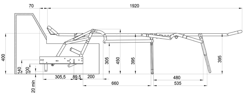 Механизм трансформации Лука H10 172 с пруж матрасом 12 см