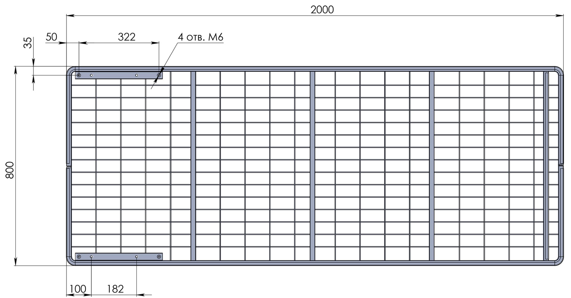 Оттоманка 2000х800 Грид БЗЦ