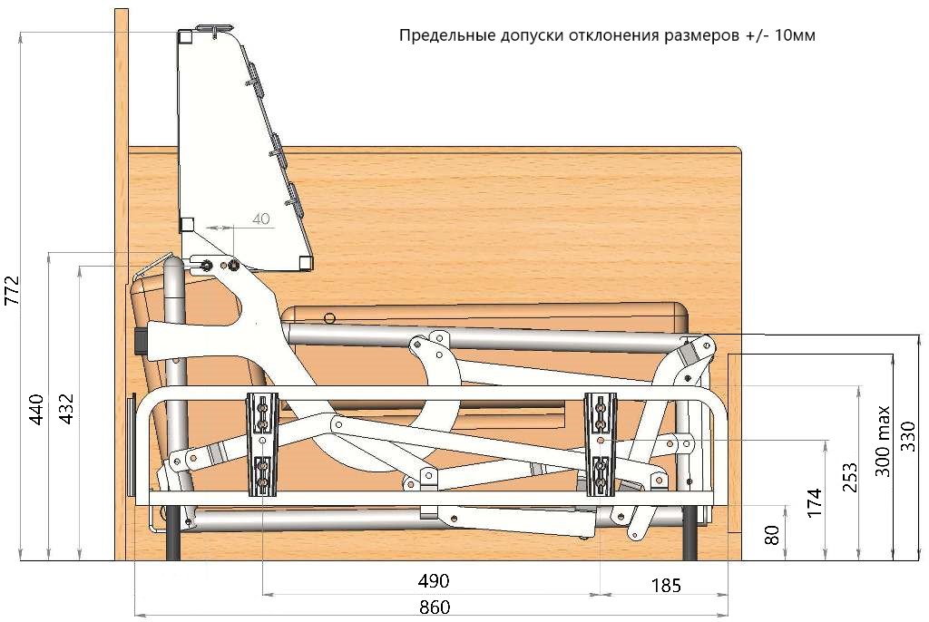 Механизм трансформации Отелло NEXT H14 90 с пруж матрасом 14 см
