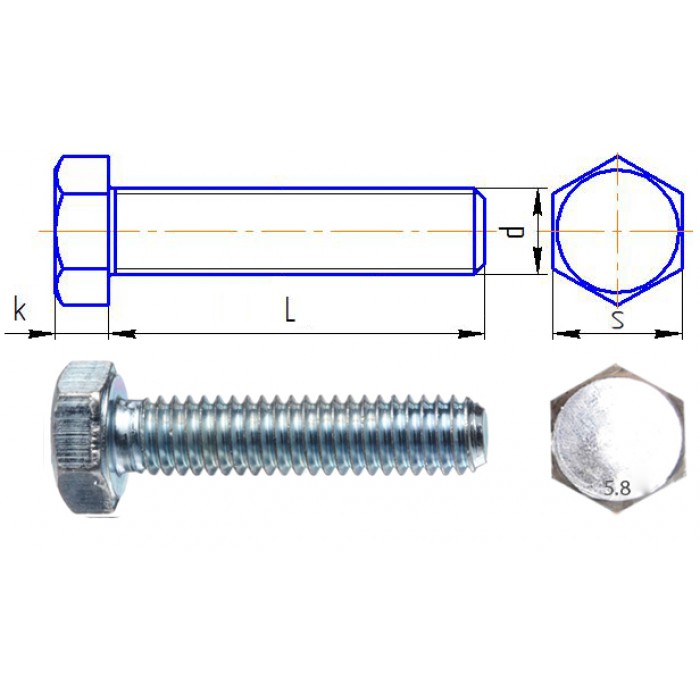 Болт полная резьба DIN 933 цинк 10х75