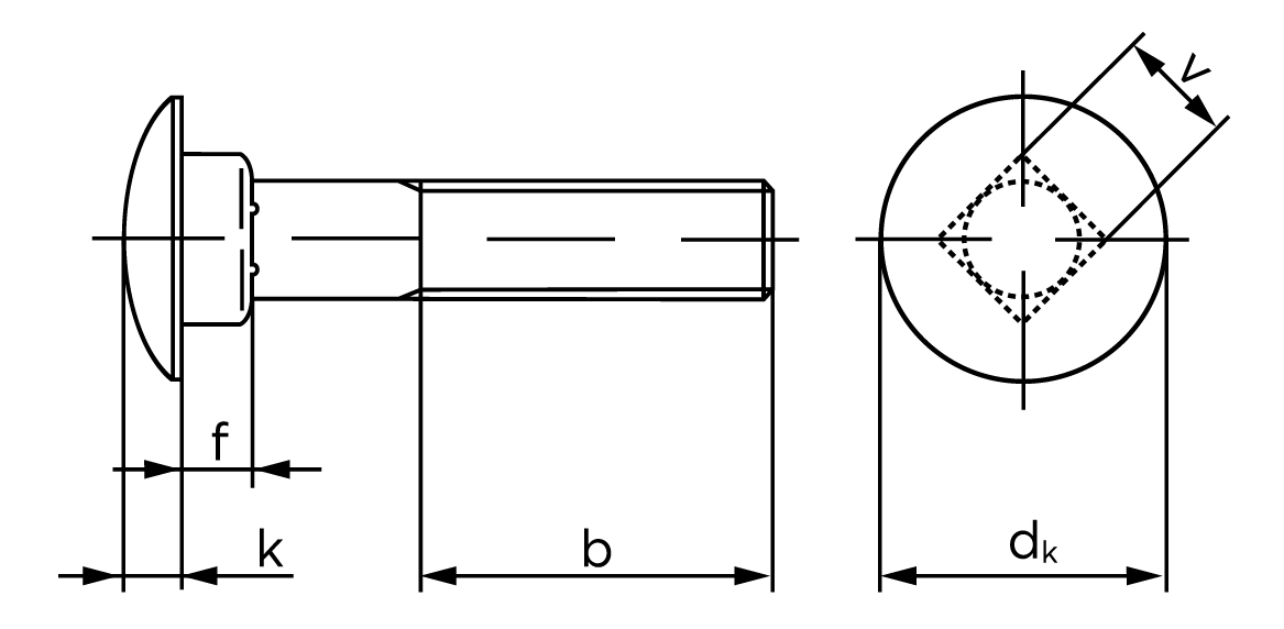 Болт мебельный с квадратом DIN 603 цинк 10х65