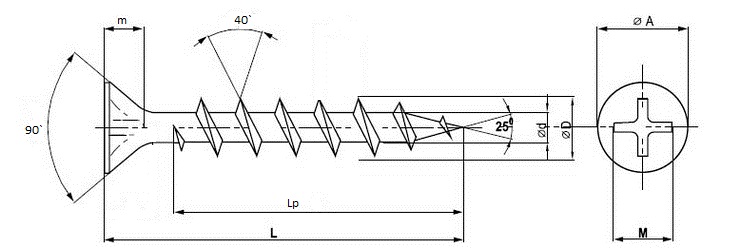 Саморез универсальный Pozi белый 4х60